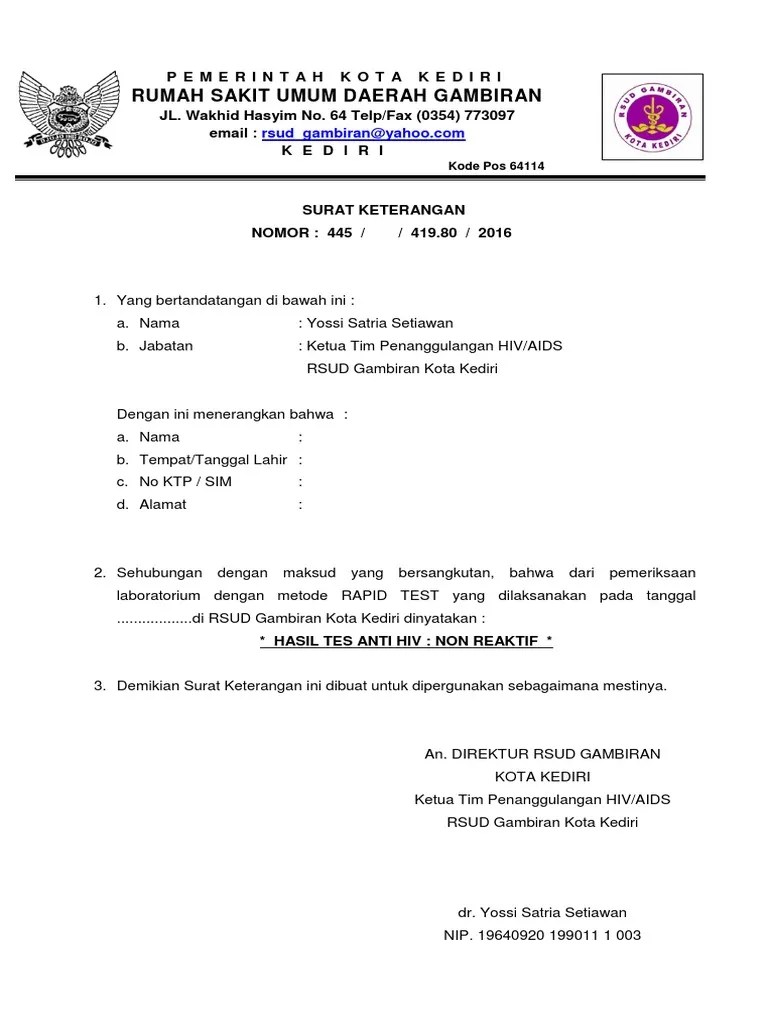 18 Contoh Surat Hasil Laboratorium Rumah Sakit