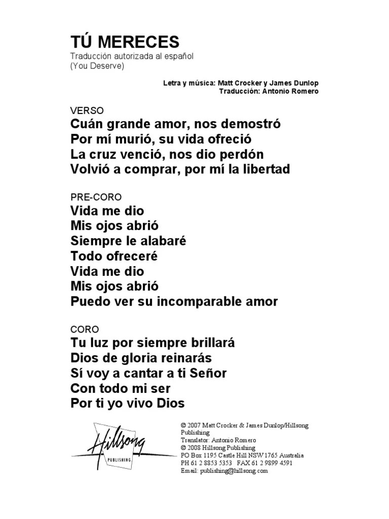 YOU DESERVE Spanish Official Translation Religión y creencia