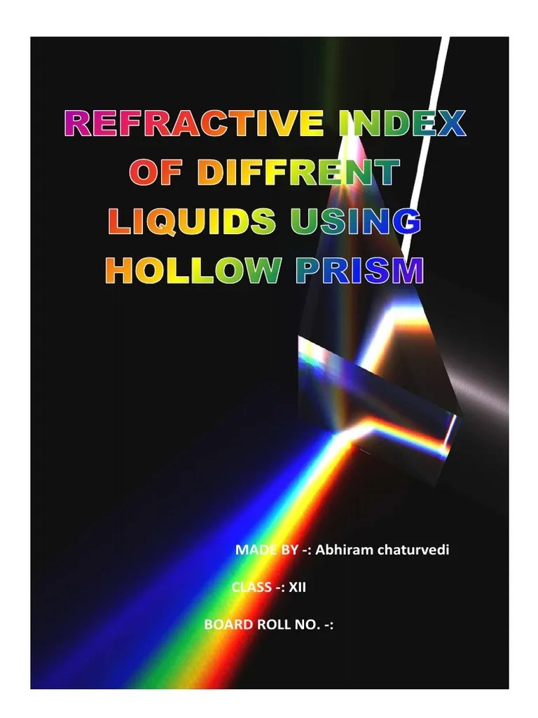 Refractive Index of Different Liquids Using Hollow Prism PDF Prism