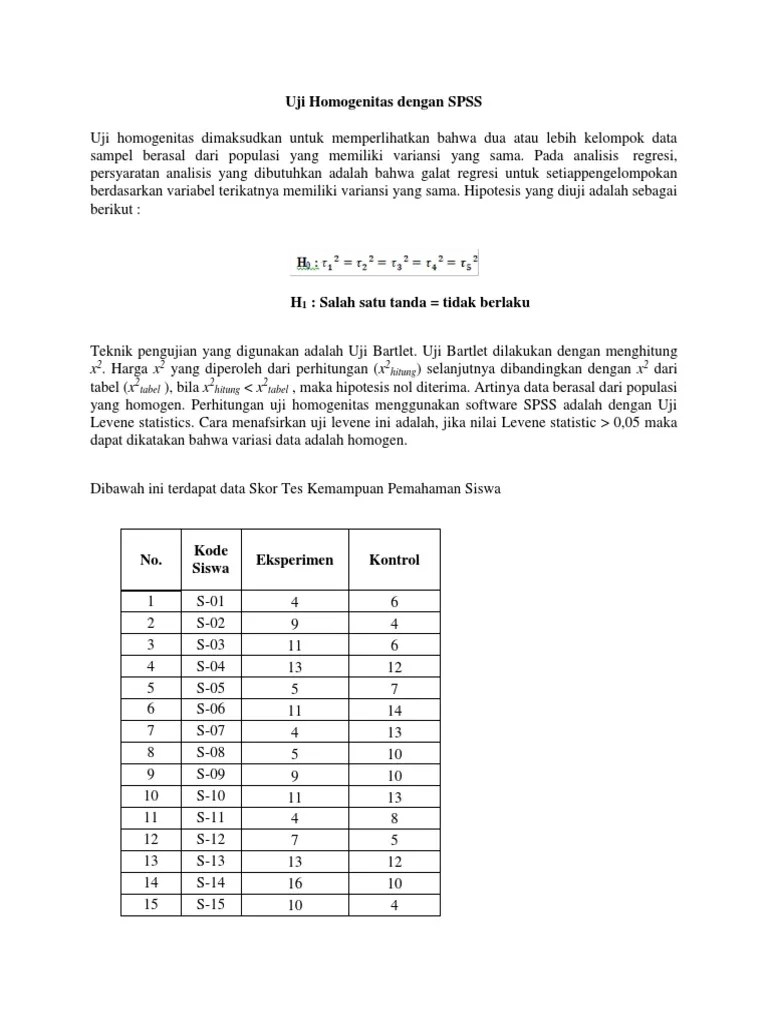 Uji Homogenitas Dengan SPSS PDF