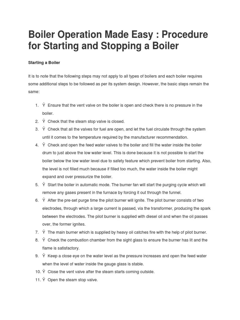 Boiler Operation Made Easy Procedure For Starting and Stopping A