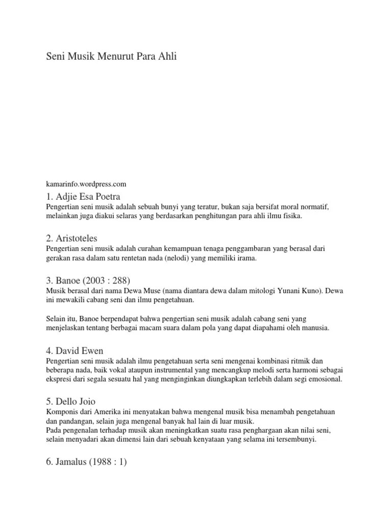 Pengertian Musik Menurut Para Ahli