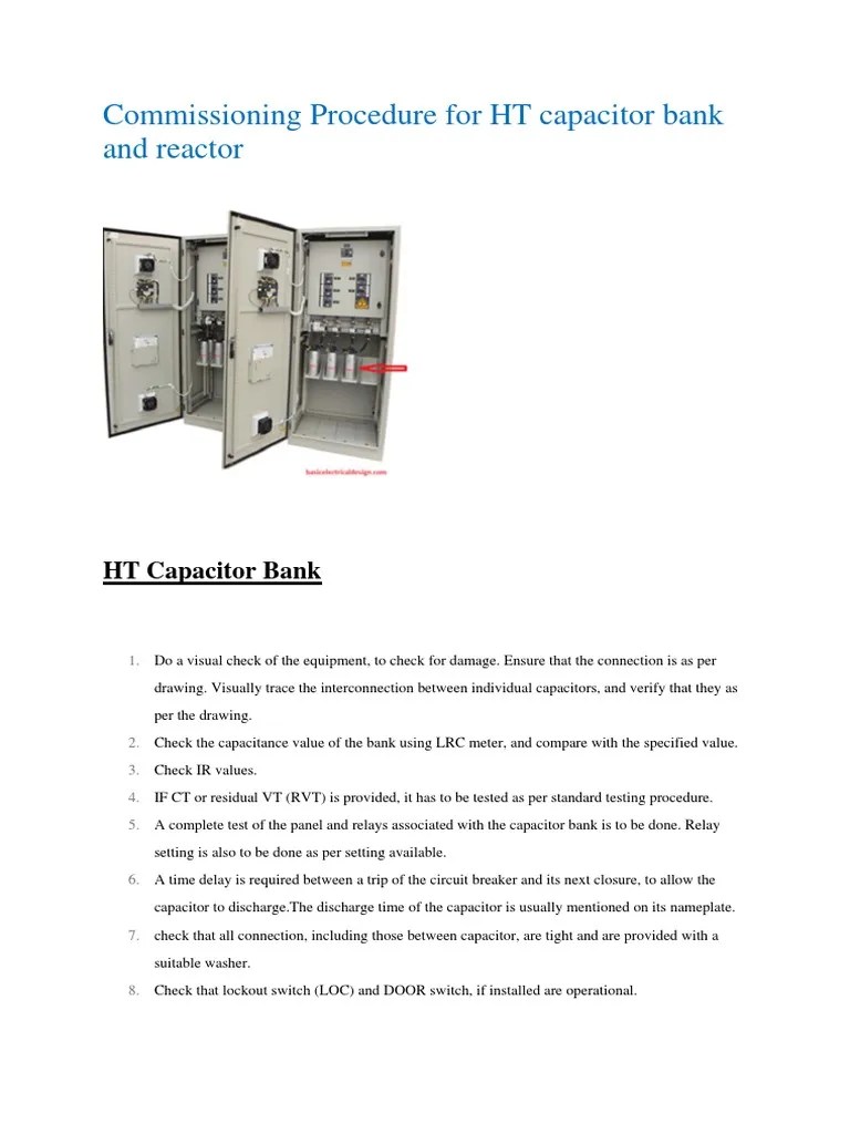 HT Capacitor Bank and Reactor Test and Commissioning PDF