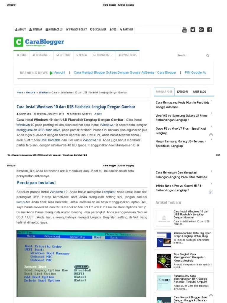 Cara Instal Windows 10 dengan USB Flashdisk Lengkap Dengan