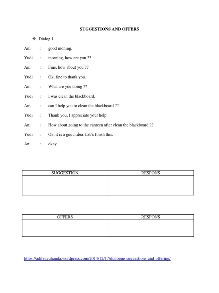 Contoh Dialog Offering To Do Something - Bagikan Contoh