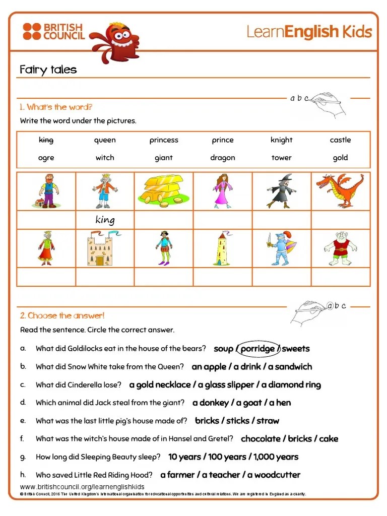 worksheetsfairytales.pdf Cinderella Folklore