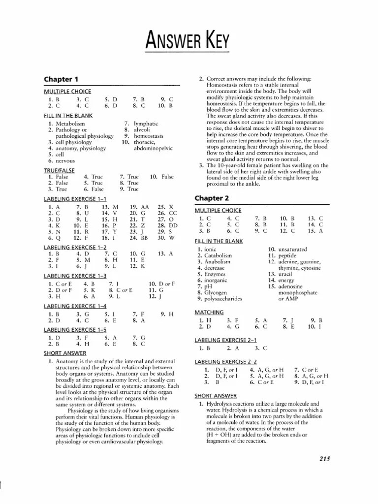 anatomy and physiology coloring workbook answer key