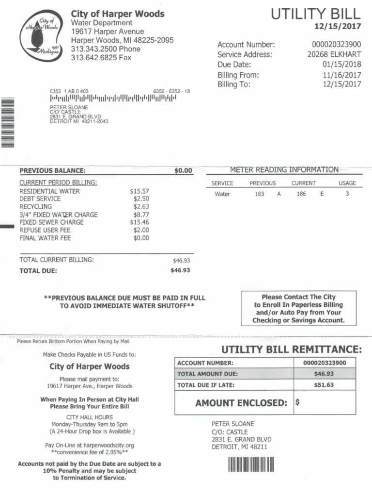 Elkhart Utility Bill PDF
