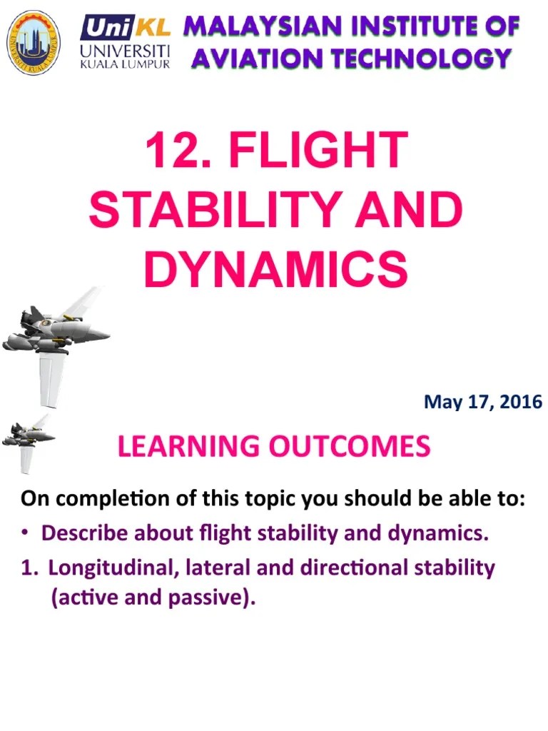 Flight Stability and Dynamics Flight Dynamics (Fixed Wing Aircraft