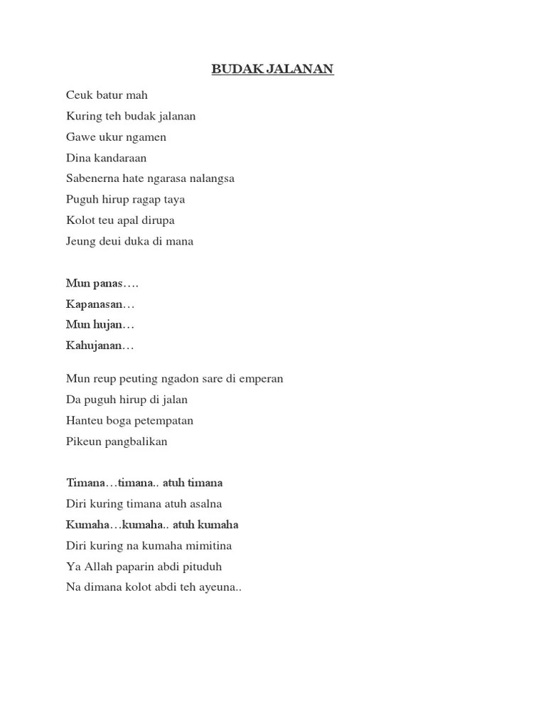 Lirik Lagu Budak Jalanan | PDF