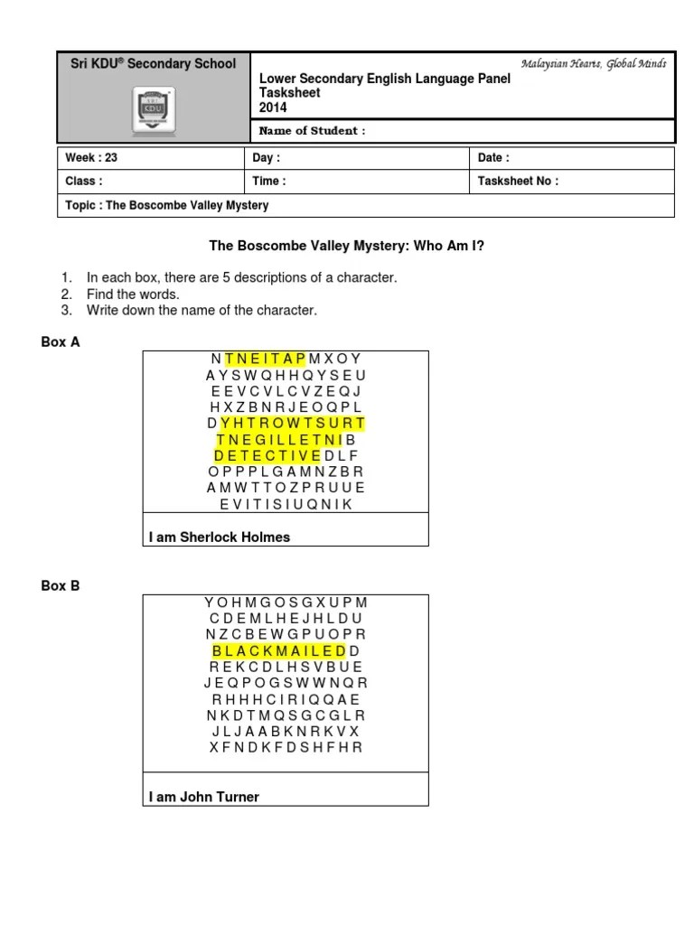 The Valley Mystery PDF Sherlock Holmes Arthur Conan Doyle Characters