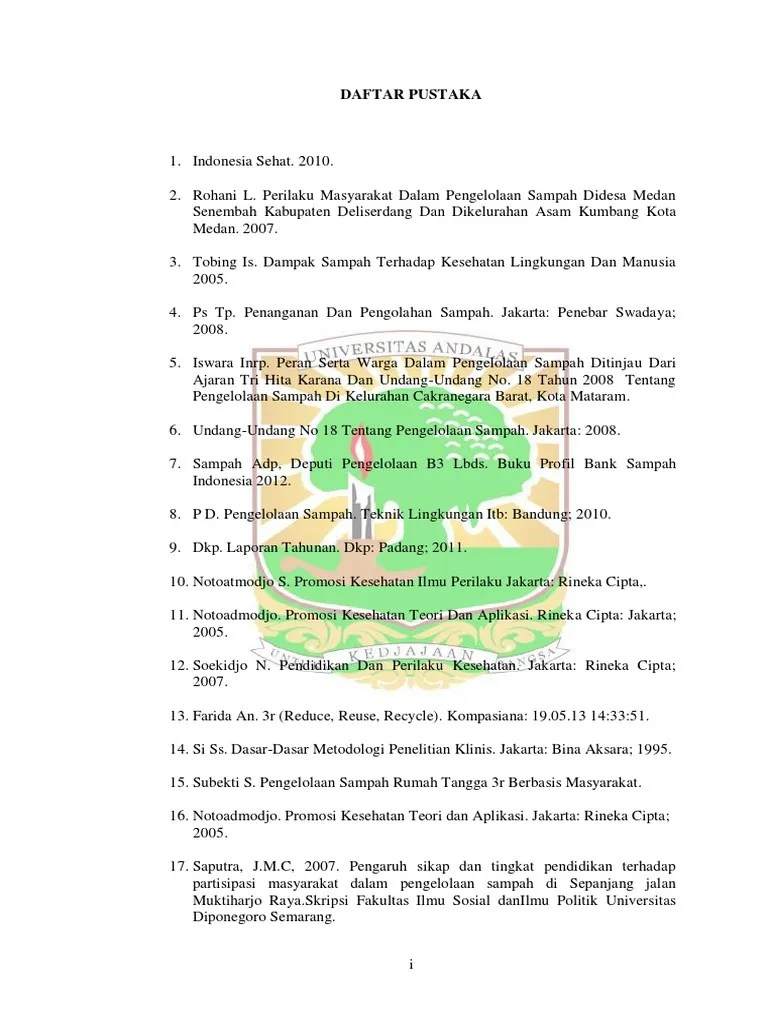 Skripsi Kesehatan Lingkungan Tentang Sampah Pejuang Skripsi