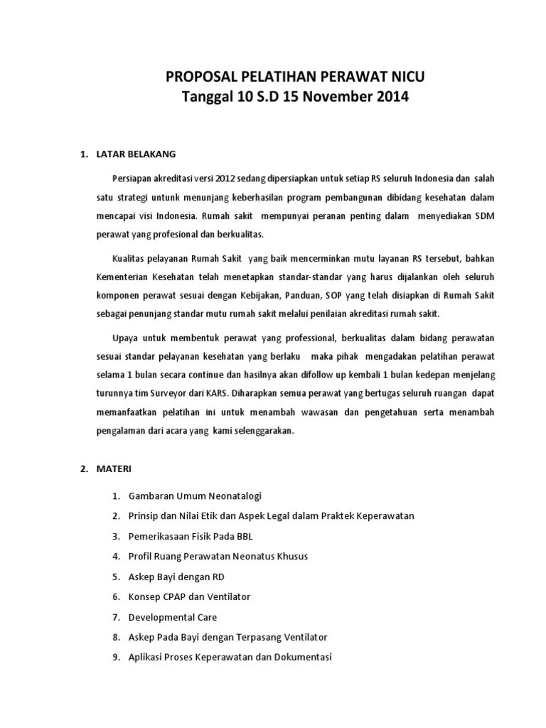 Contoh Proposal Pelatihan Perawat Ruangan