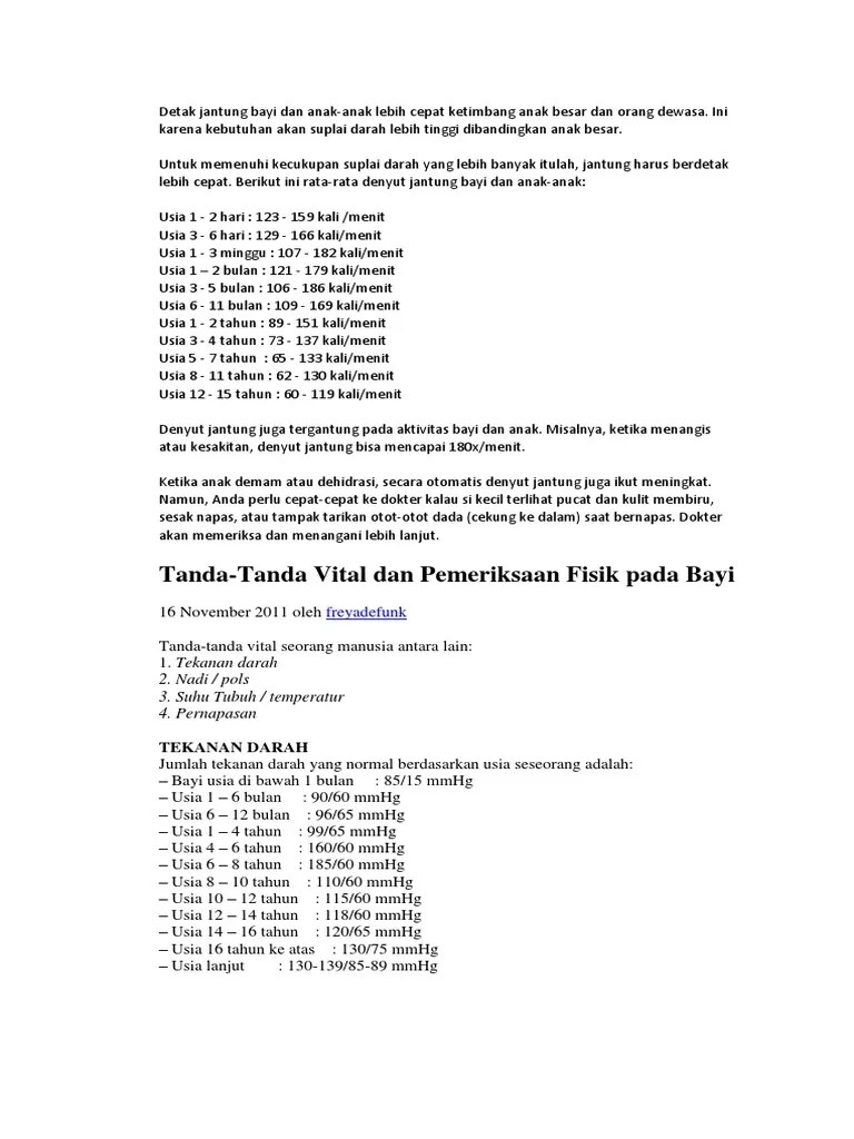 Detak Jantung Normal Anak Usia 2 Tahun Tentang Tahun