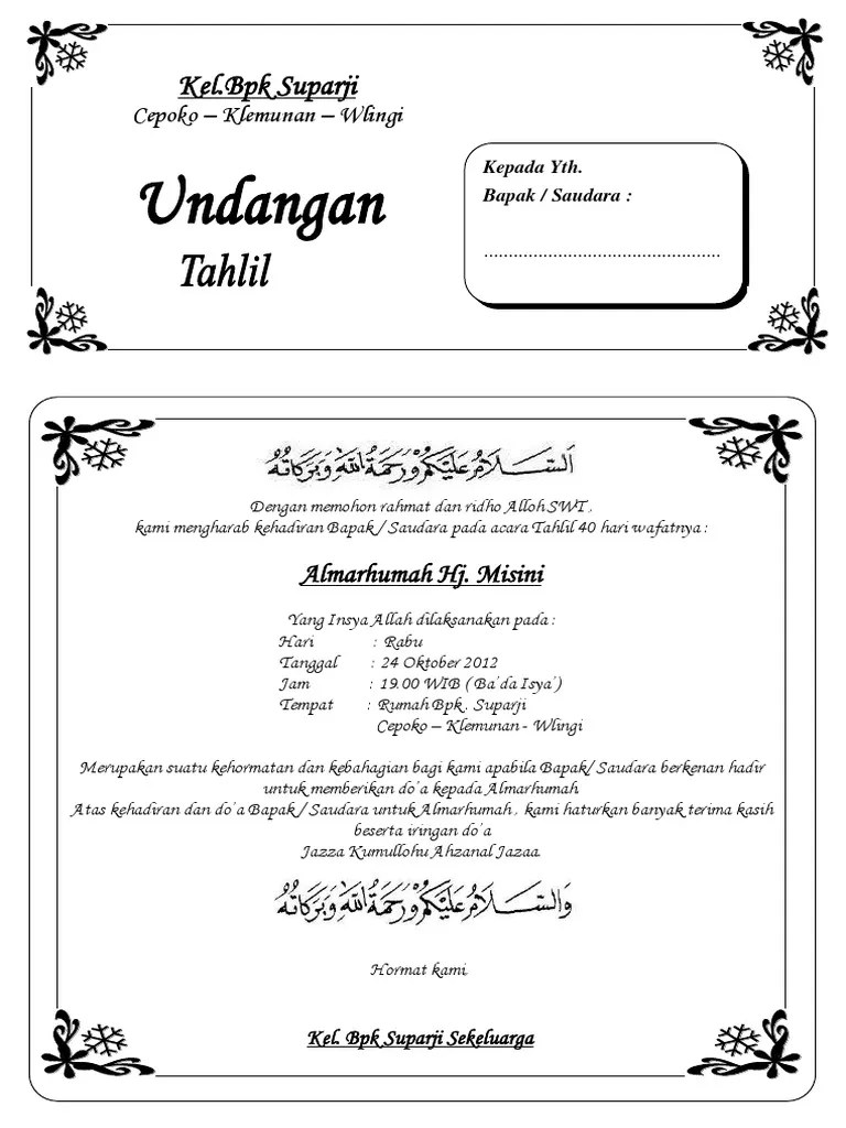 √ 8+ Microsoft Word Contoh Undangan Tahlil Yang Bisa Di Edit - ONPOS