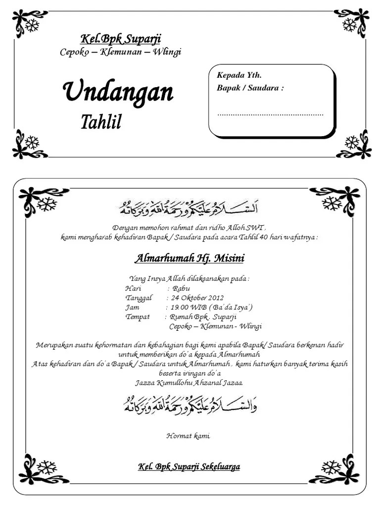 √ Download Contoh Undangan Tahlil Yang Bisa Di Edit