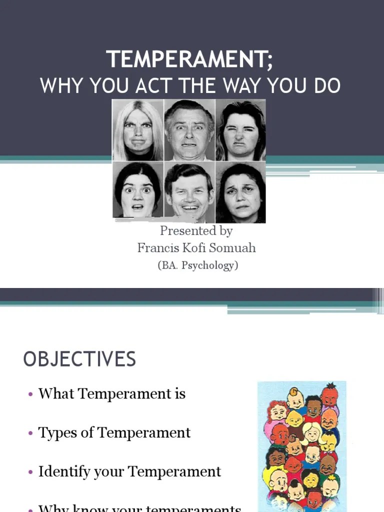 Temperament Why You Act The Way You Do PDF Temperament