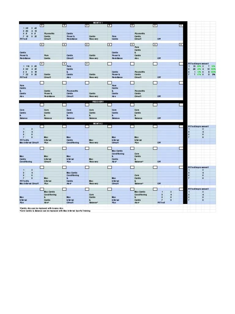 Copy of Insanity Worksheet Physical Exercise Recreation