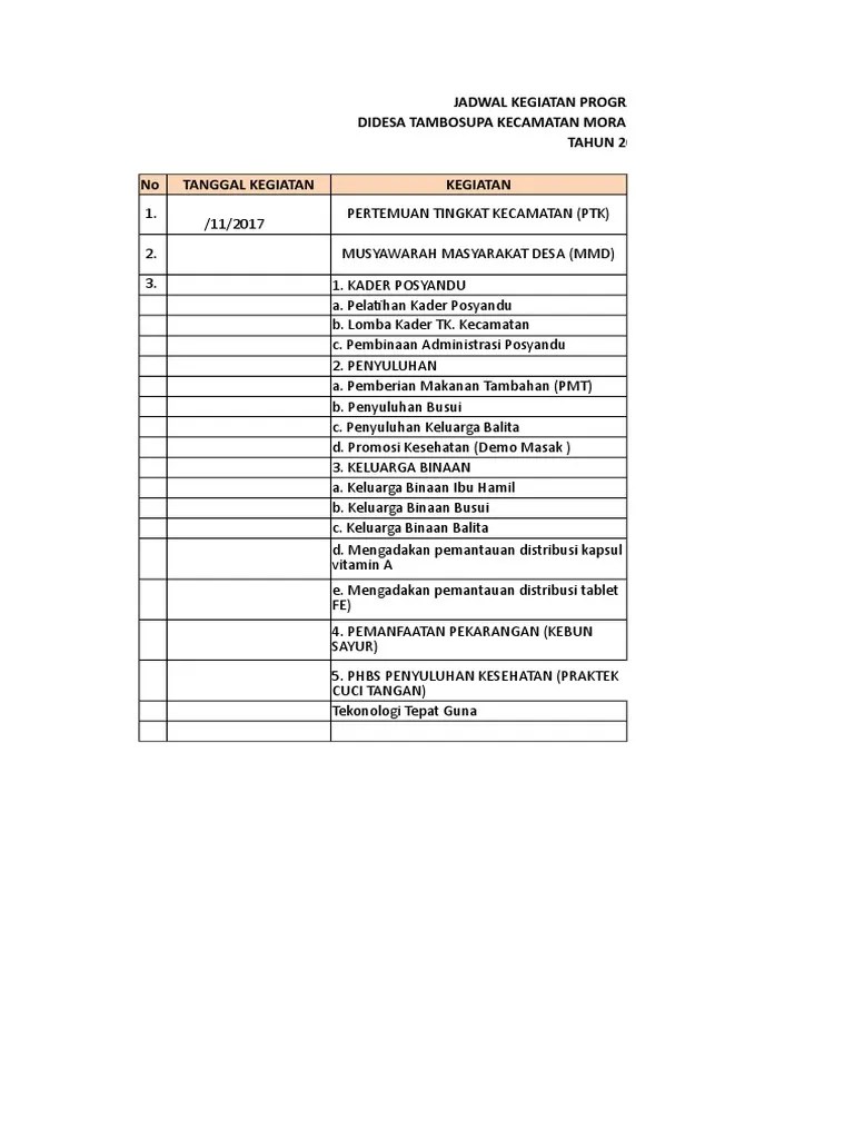 Jadwal Kegiatan Desa Tambosupa | PDF