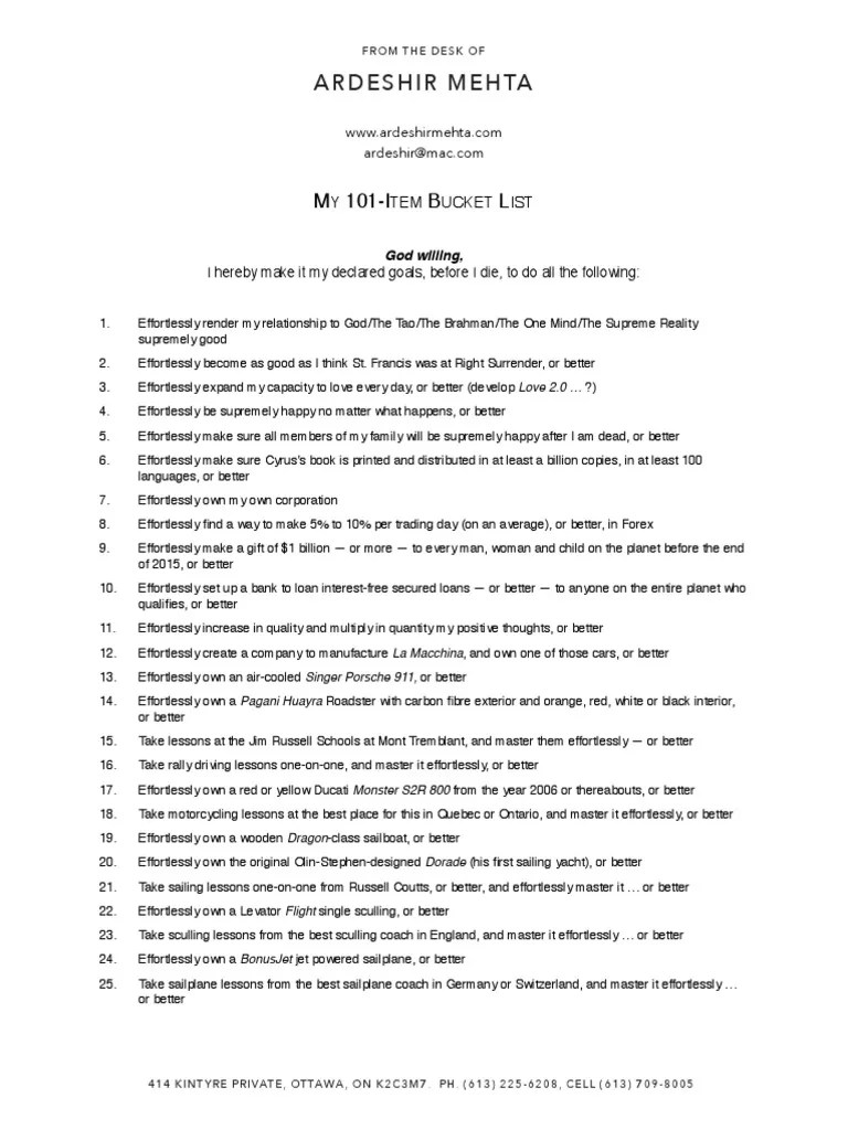 My 101Item Bucket List