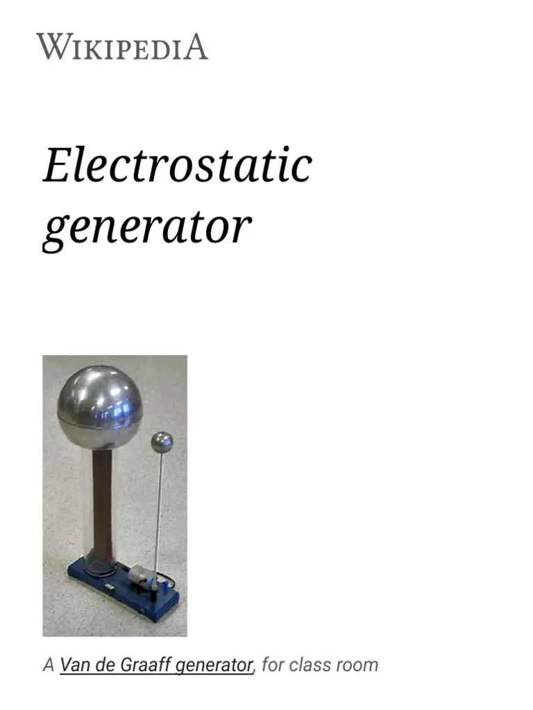 Electrostatic Generator Physical Quantities Electrostatics