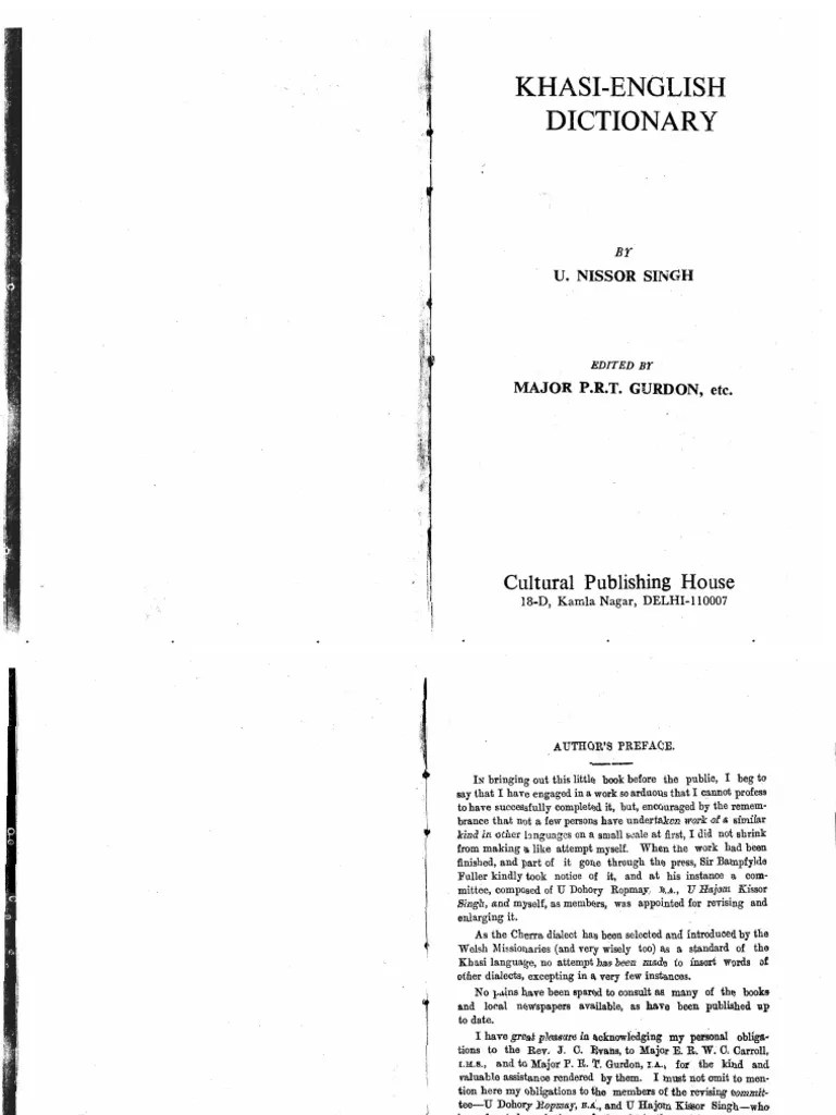 Khasi English Dictionary Semantic Units Verb