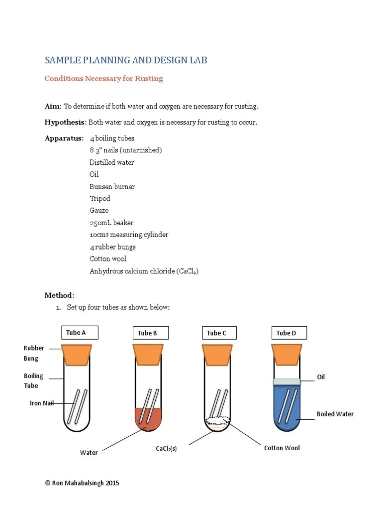 Sample Planning and Design Lab Experiment Rust