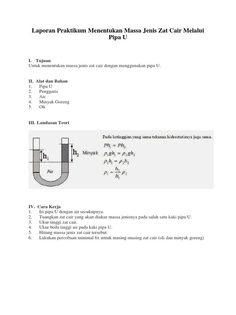 Laporan Massa Jenis Zat Cair - Seputar Laporan