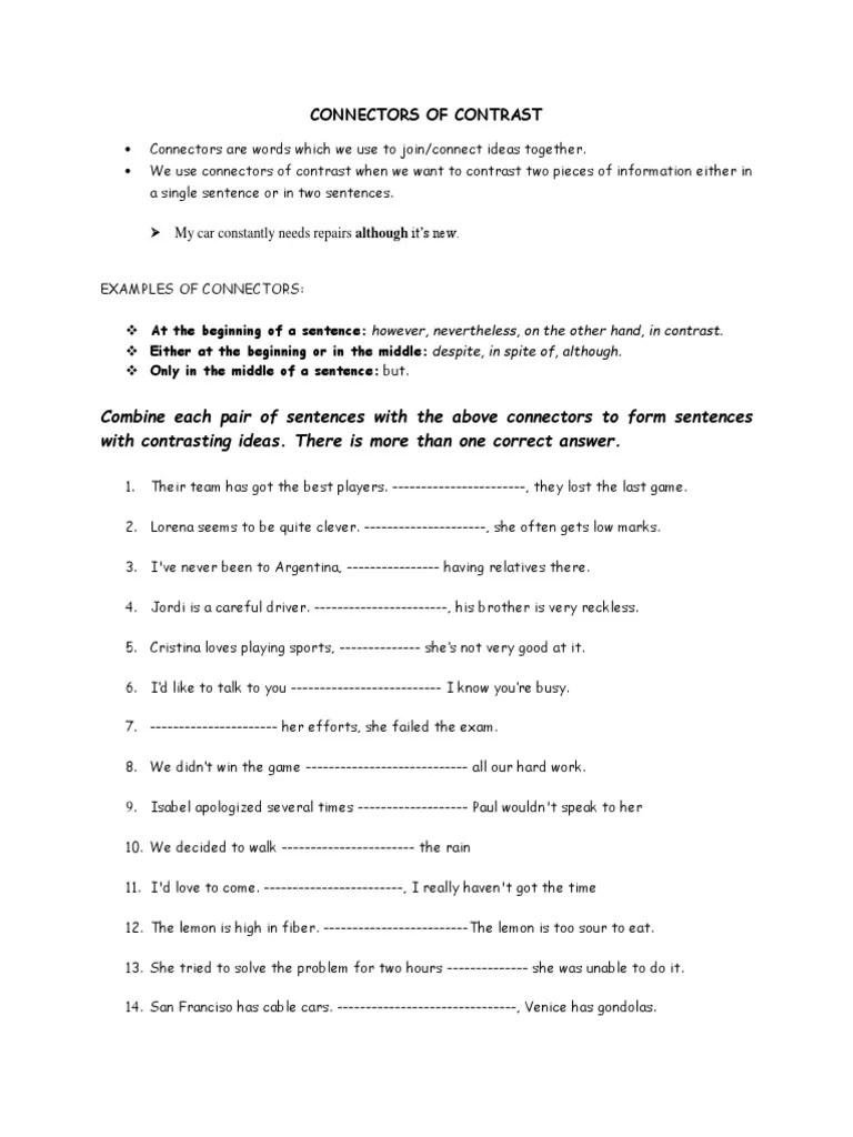 Connectors of Contrast