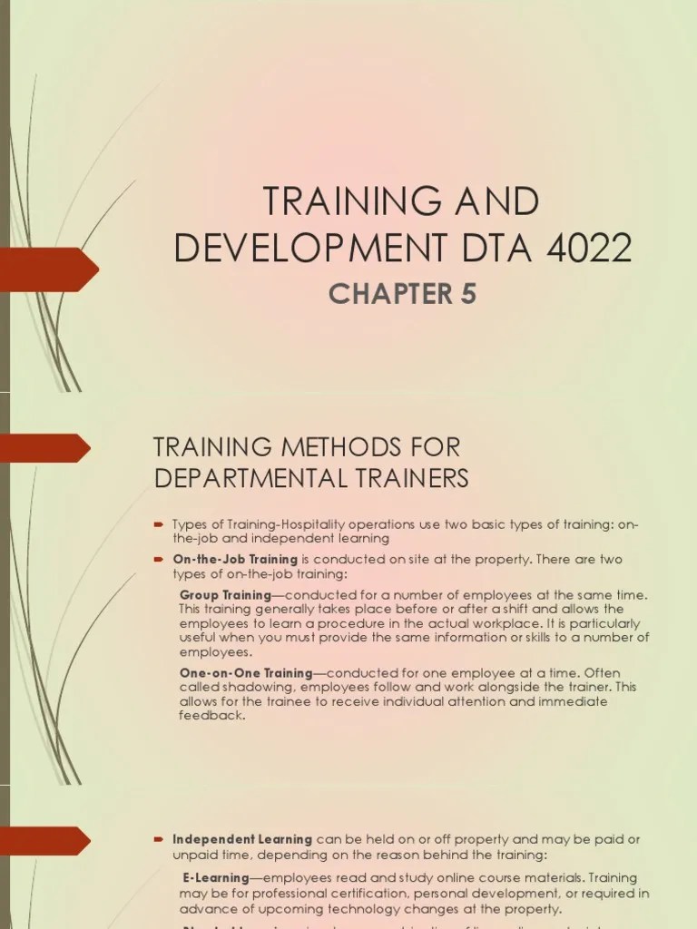 Chapter 5 Training and Development Dta 4022 PDF Human Resource