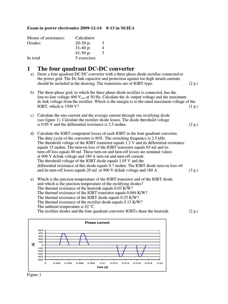 Solutions and Calculations for Power Electronics Laboratory Exam