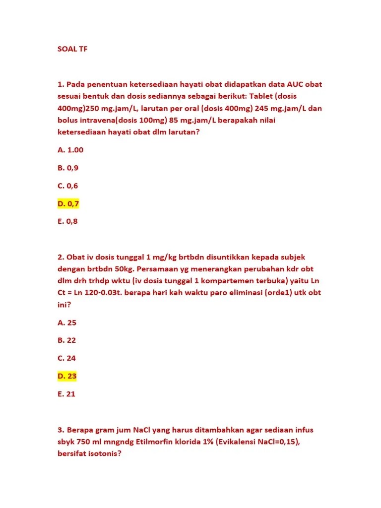 SOAL TF Sidang 23 Jan18 | PDF