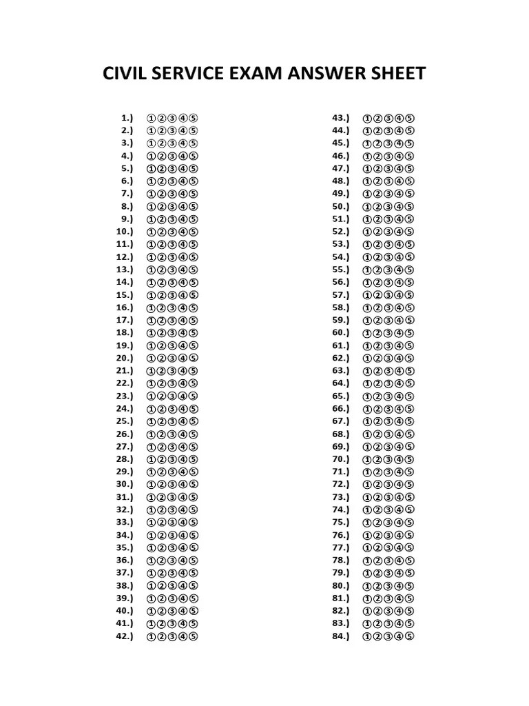 Civil Service Exam Answer Sheet | PDF