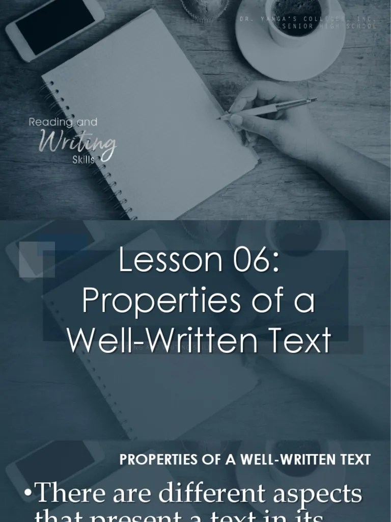 Properties of A WellWritten Text PDF Vocabulary Grammar