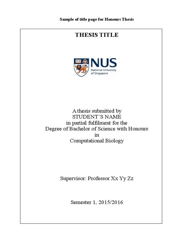 Bachelor Thesis Cover Page Example Thesis Title Ideas for College