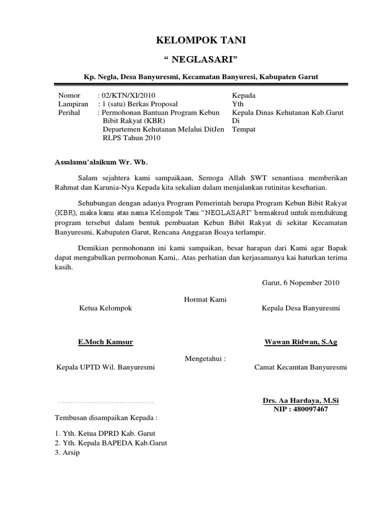 Contoh Proposal Pengajuan Bibit Tanaman Ke Dinas Pertanian Doc