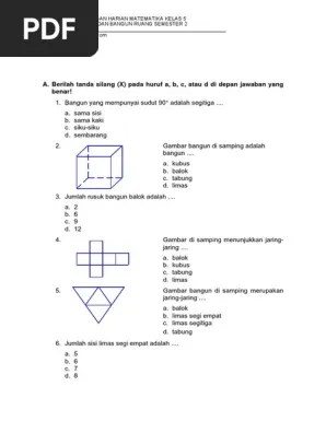 Soal Uh MTK Kelas 5 Bab Bangun Ruang Semester 2 | PDF