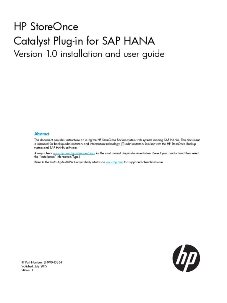 Catalyst Plug-In For SAP HANA | PDF | Backup | Computer Network