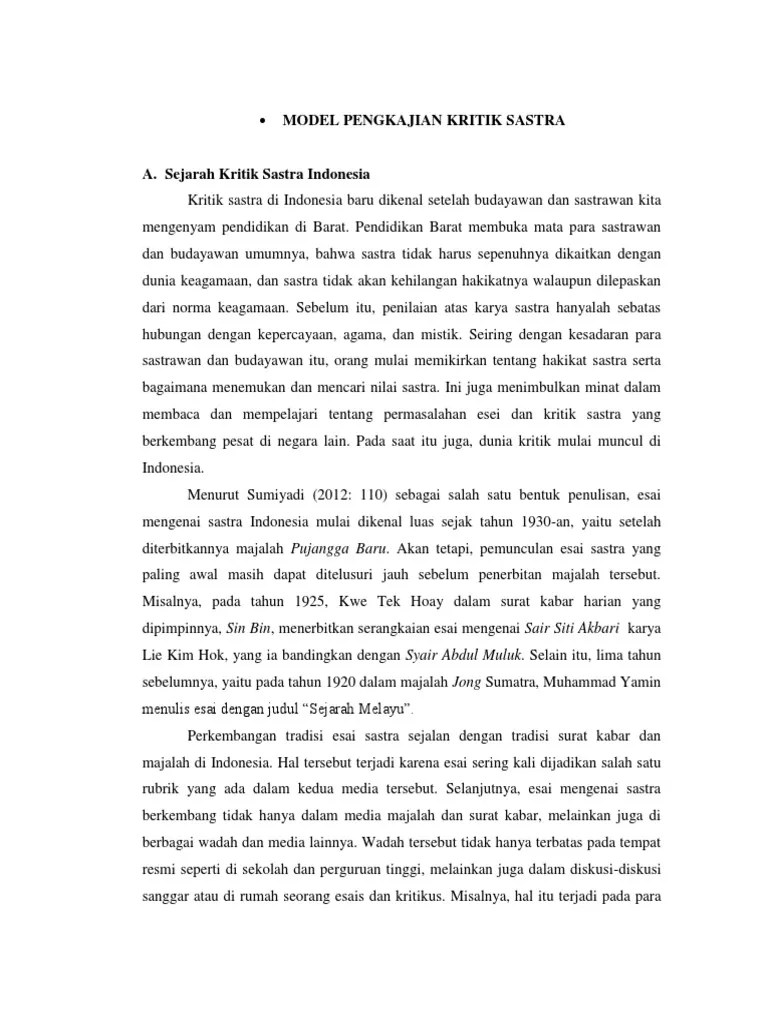 Model Pengkajian Kritik Sastra | PDF
