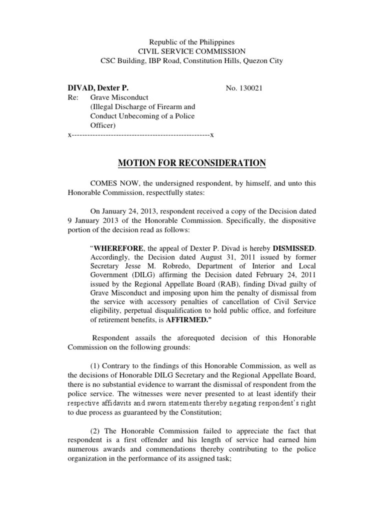 Motion for Reconsideration Divadddd Criminal Law Government