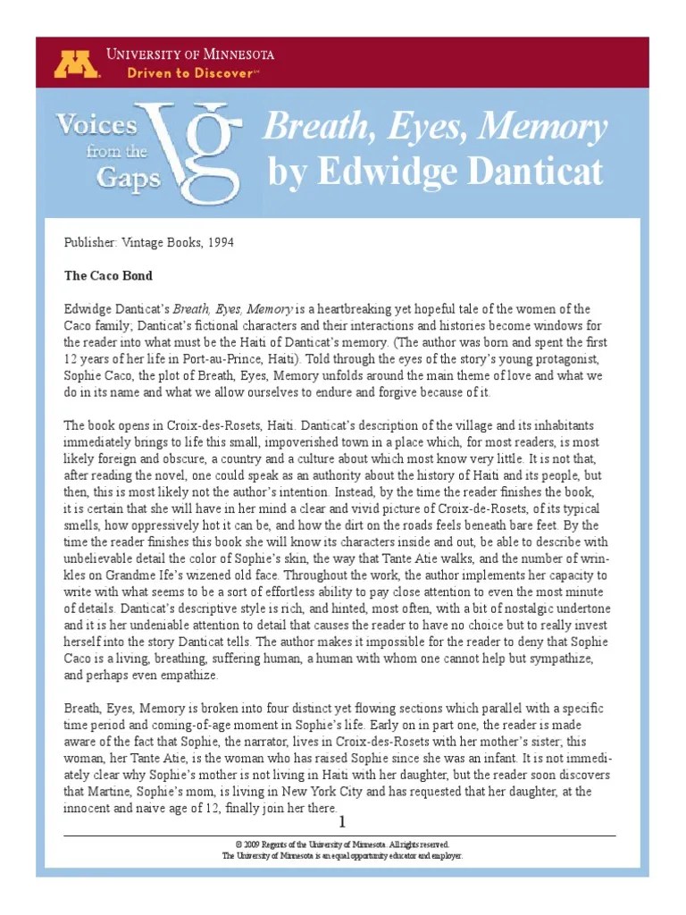 Review Breath Eyes Memory Fiction & Literature