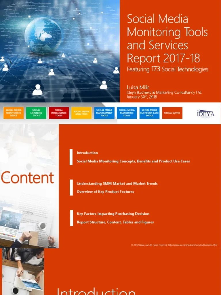 Social Media Monitoring Tools and Services Report Presentation 2018