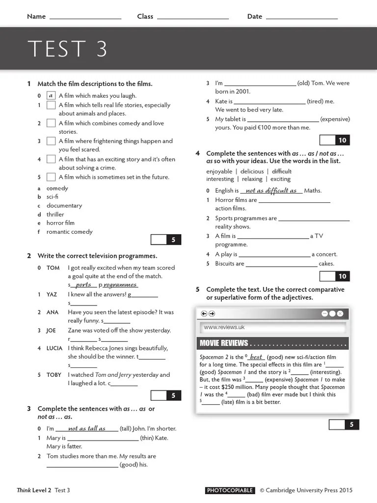 Unit 3 Test A Klasa 5 Margaret Wiegel