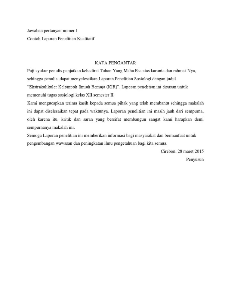 Contoh Laporan Penelitian Kualitatif PDF