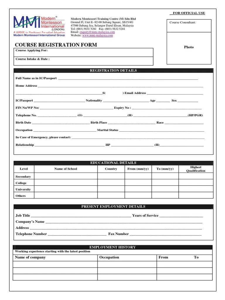 Application Form Malaysia Identity Document Government
