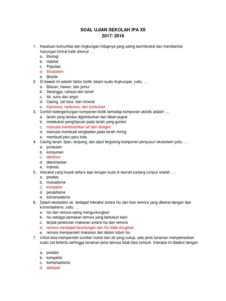 Soal Ujian Sekolah Kelas Xii Soal Ujian Sekolah IPA Kelas XII SMK Contoh soal tik untuk