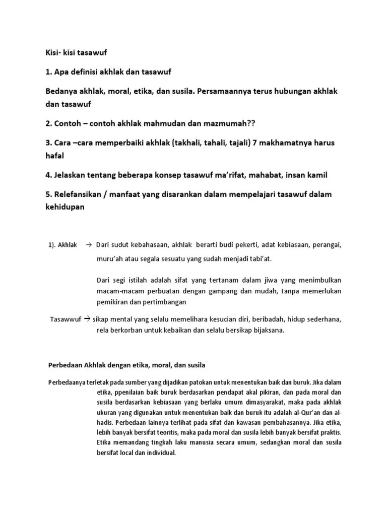 Soal UAS Akhlaq Tasawuf | PDF