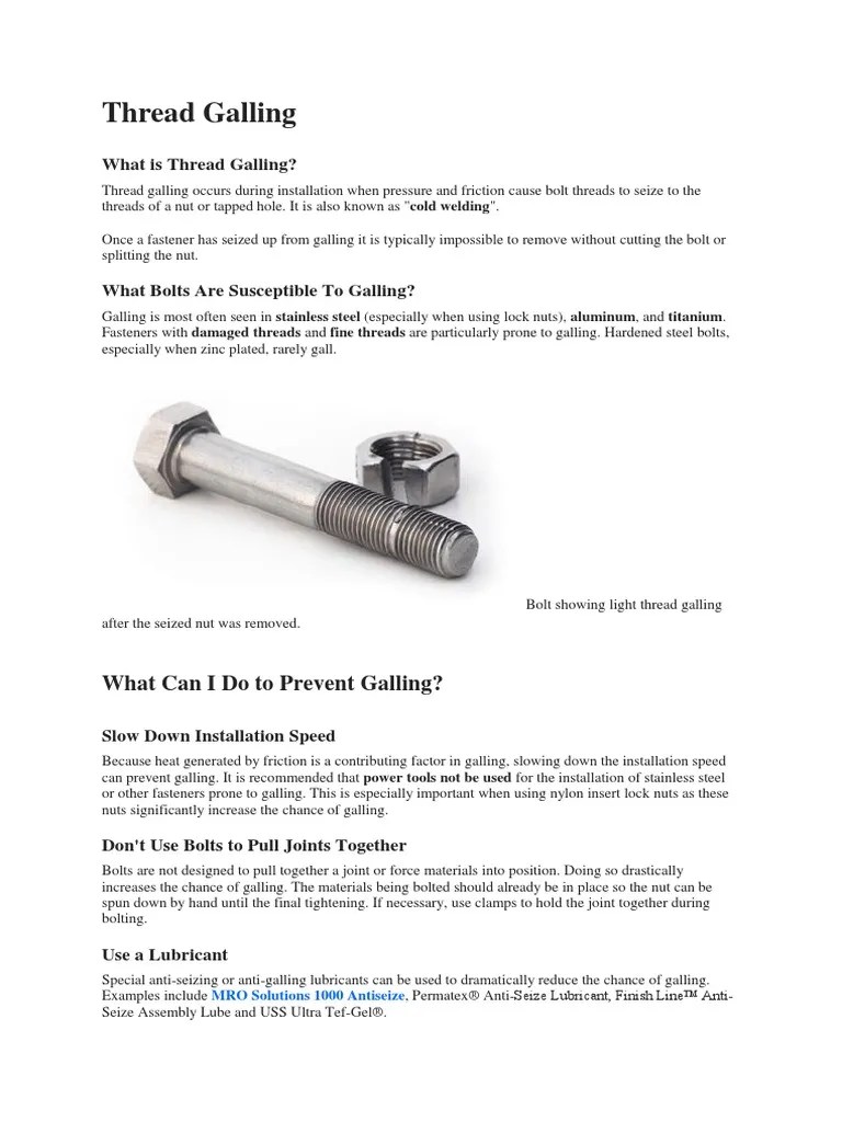 How Do You Keep Aluminum Threads From Galling Proven Tips And Techniques