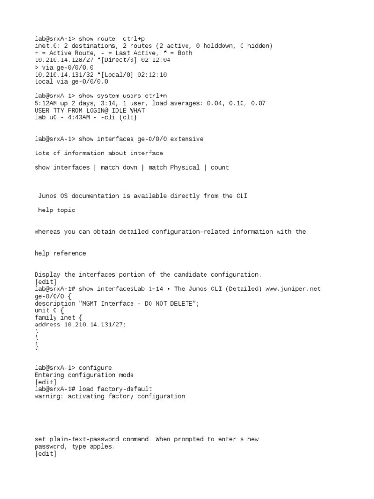 Juniper Basic Config PDF Radius Command Line Interface