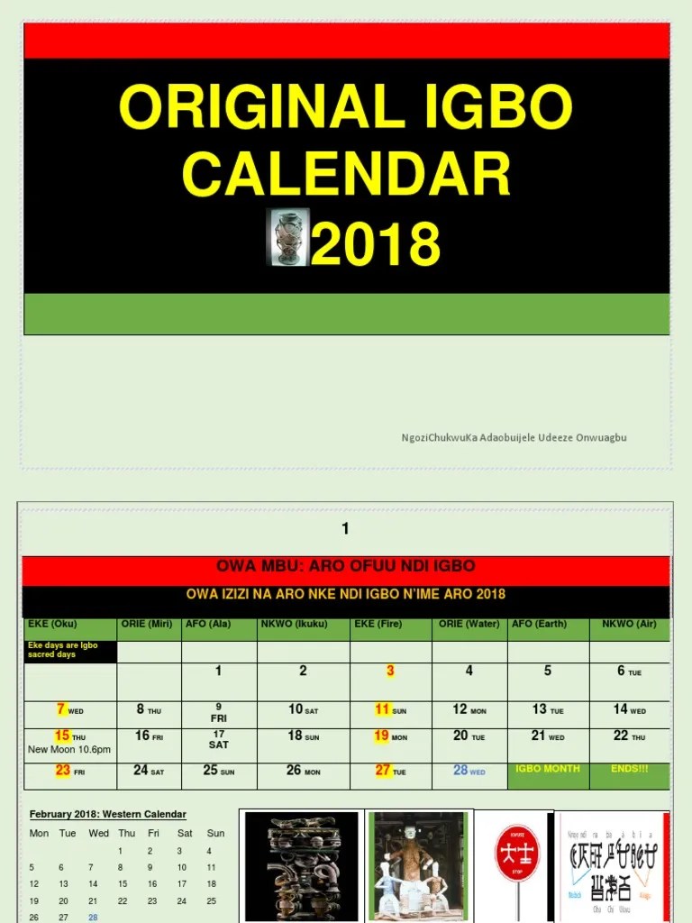 Igbo Calendar For December 2024 Igbo Original Calender 2018 PDF